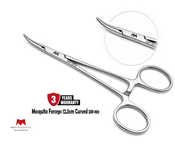 Matt Ortho Mosquito Forceps 12.5cm Curved 𝗗𝗜𝗣-𝗡𝟭𝟯